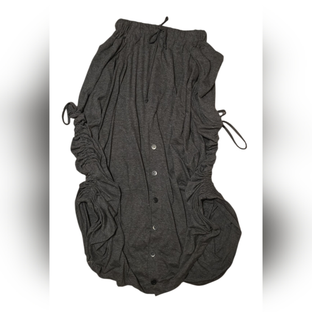 Charcoal Button-Front Ruched Cardigan